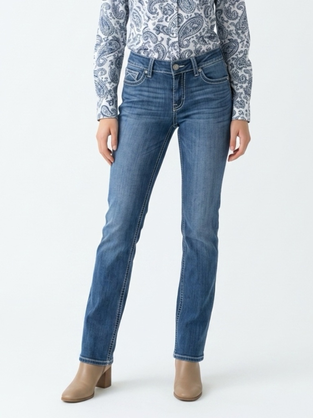 Ariat • REAL Mid Rise Boot Cut Jeans Women’s 34x34 Straight Leg Stretch Denim